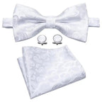 Trendy Patterned Silk Jacquard Plaid Bowtie With  Pocket Square And Cufflinks Set For Men Unique  Butterfly Party Wedding Casual Business Bowtie For Men Stevvex