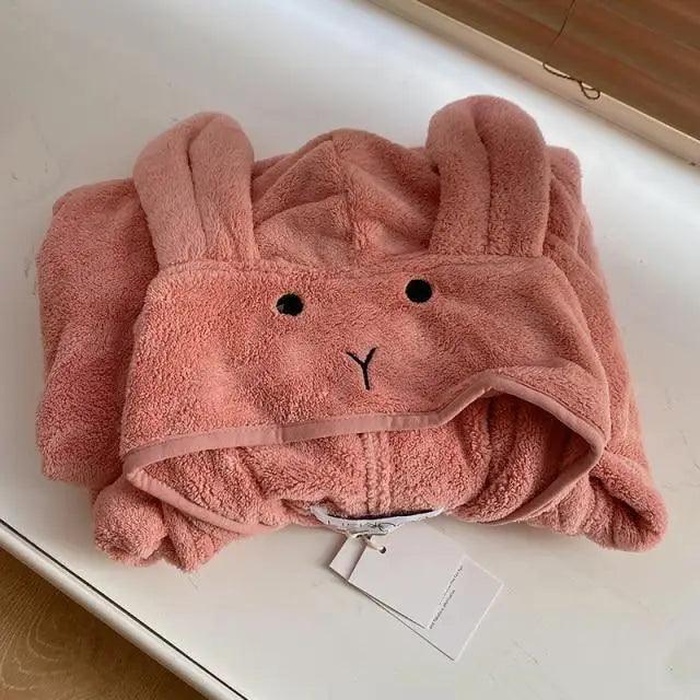 Trendy Rabbit Cartoon Bathrobes For Girls Boys Unisex Soft Hooded And Comfortable Kids Vintage Design Bathrobes Stevvex