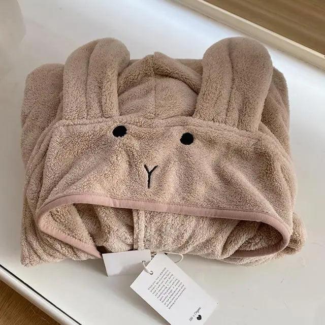 Trendy Rabbit Cartoon Bathrobes For Girls Boys Unisex Soft Hooded And Comfortable Kids Vintage Design Bathrobes Stevvex