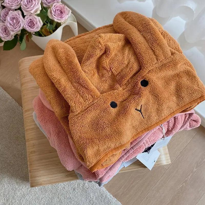 Trendy Rabbit Cartoon Bathrobes For Girls Boys Unisex Soft Hooded And Comfortable Kids Vintage Design Bathrobes Stevvex