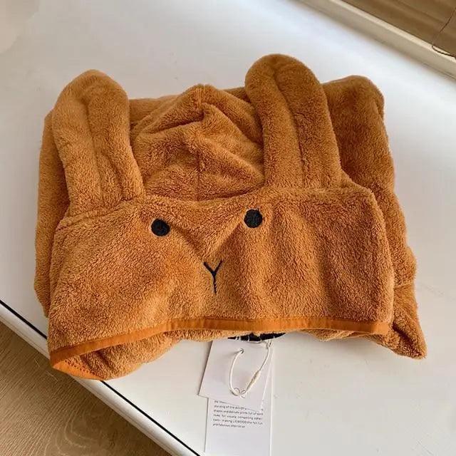 Trendy Rabbit Cartoon Bathrobes For Girls Boys Unisex Soft Hooded And Comfortable Kids Vintage Design Bathrobes Stevvex