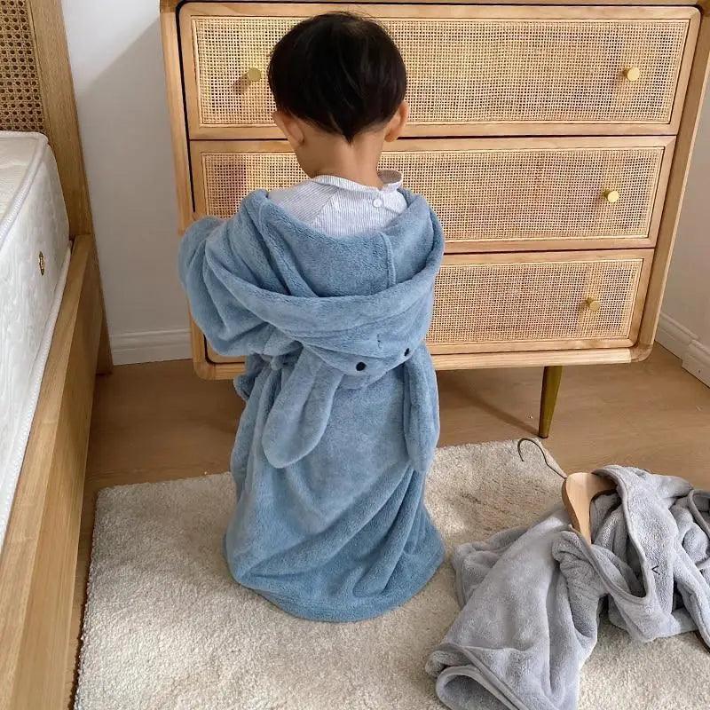 Trendy Rabbit Cartoon Bathrobes For Girls Boys Unisex Soft Hooded And Comfortable Kids Vintage Design Bathrobes Stevvex