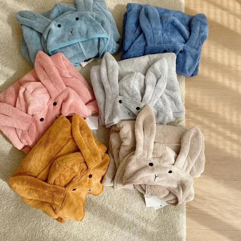 Trendy Rabbit Cartoon Bathrobes For Girls Boys Unisex Soft Hooded And Comfortable Kids Vintage Design Bathrobes Stevvex