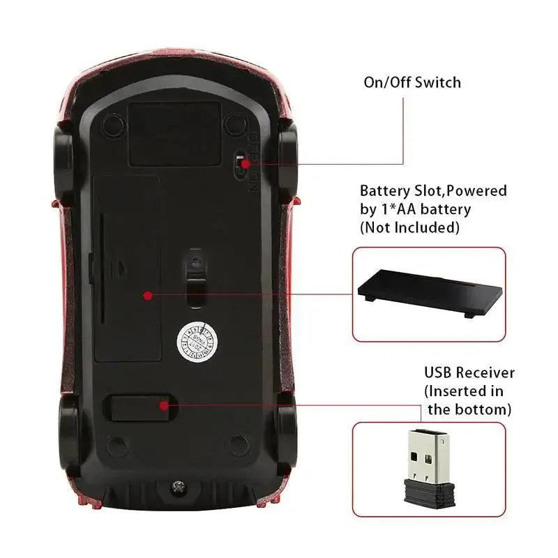 Trendy Sport Car Wireless Mouse 1200DPI Optical 3D Car Design Gaming Mice USB Computer Mouse For Laptop PC Desktop Stevvex
