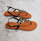 Trendy Summer Women's Shoes Beautiful Crystal Shiny Flat Sandals With Back Strap Footwear Rhinestones Flat Sandals Strappy Comfort Open Toe Flat Women Sandals