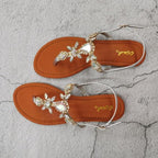 Trendy Summer Women's Shoes Beautiful Crystal Shiny Flat Sandals With Back Strap Footwear Rhinestones Flat Sandals Strappy Comfort Open Toe Flat Women Sandals