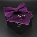 Trendy Tiny Dots Print Bowtie With Pocket Square And Cufflinks Set For Men Retro  Butterfly Party Wedding Bowties Without Box Stylish Ties Gift Stevvex