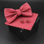 Trendy Tiny Dots Print Bowtie With Pocket Square And Cufflinks Set For Men Retro  Butterfly Party Wedding Bowties Without Box Stylish Ties Gift Stevvex