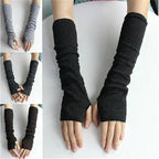 Trendy Winter Long Section Of Wool Fingerless Gloves Casual Wear Gloves In Winter For Women Long Fingerless Gloves Womens Winter Warmer Knitted Arm Sleeve Casual Soft Gloves Arm Warmer Stevvex
