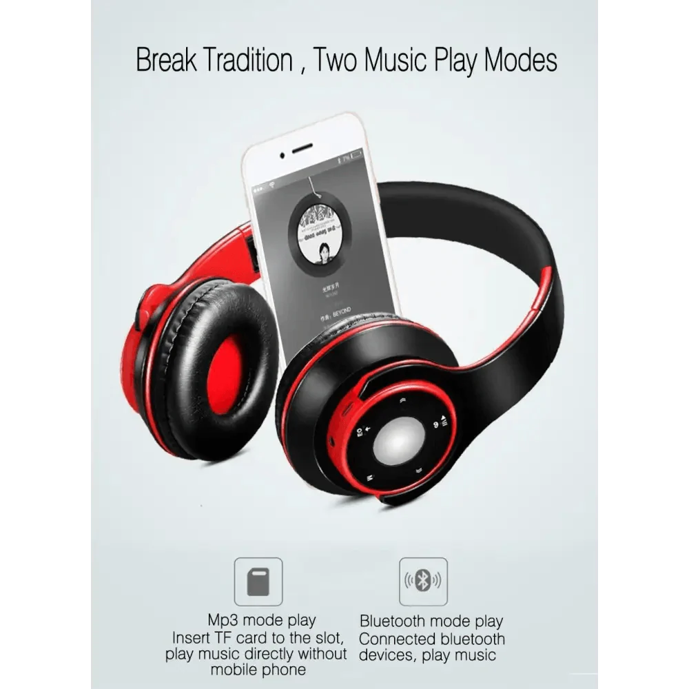 Wireless Headset Bluetooth Earphones and Headphone Foldable Adjustment Bluetooth Wired Headphones TF Card MP3 FM Radios For Online Class Business Trip Travel Video Conference Stevvex