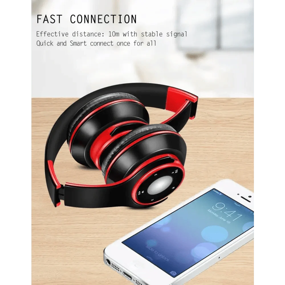 Wireless Headset Bluetooth Earphones and Headphone Foldable Adjustment Bluetooth Wired Headphones TF Card MP3 FM Radios For Online Class Business Trip Travel Video Conference Stevvex