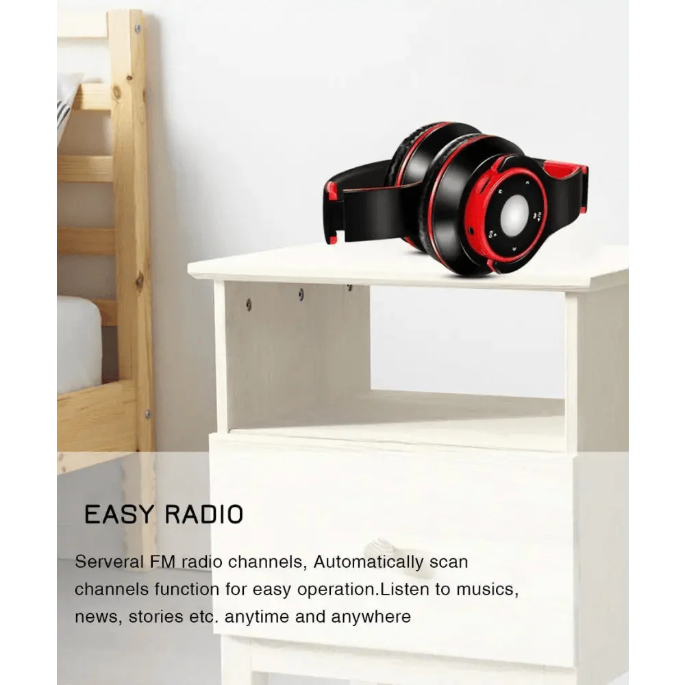 Wireless Headset Bluetooth Earphones and Headphone Foldable Adjustment Bluetooth Wired Headphones TF Card MP3 FM Radios For Online Class Business Trip Travel Video Conference Stevvex