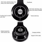 Wireless Headset Bluetooth Earphones and Headphone Foldable Adjustment Bluetooth Wired Headphones TF Card MP3 FM Radios For Online Class Business Trip Travel Video Conference Stevvex