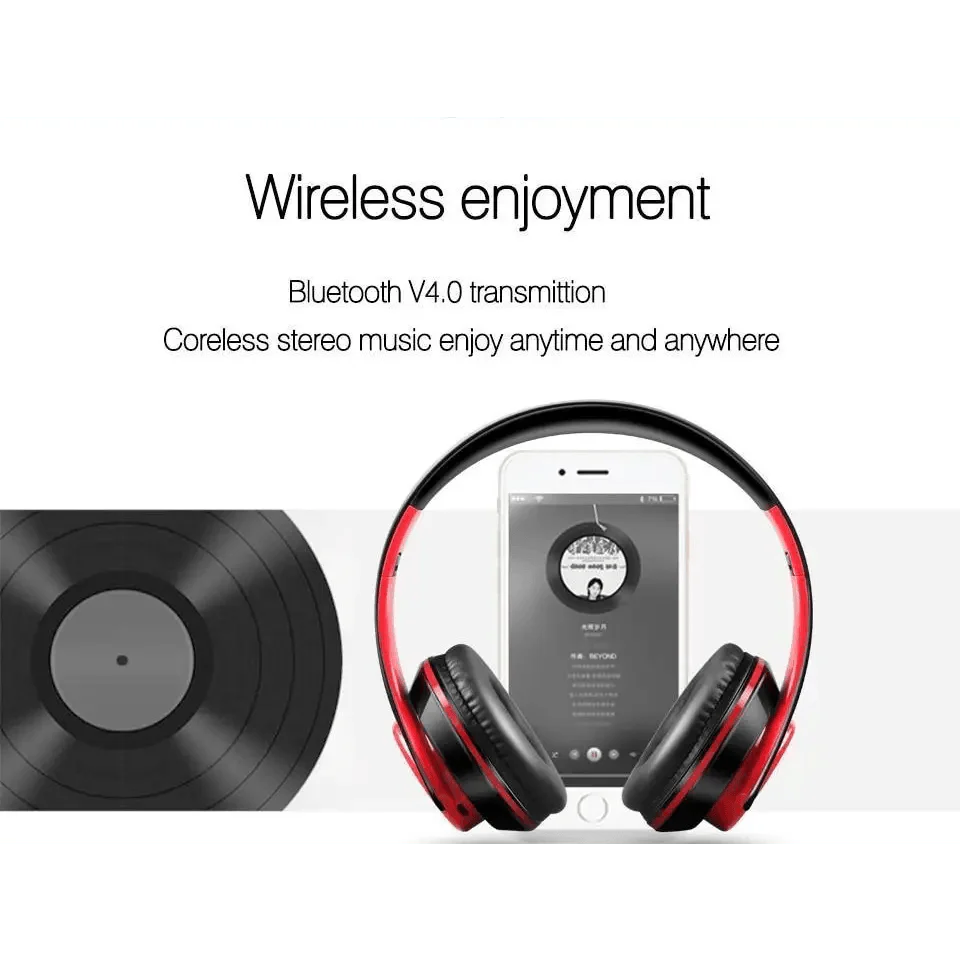 Wireless Headset Bluetooth Earphones and Headphone Foldable Adjustment Bluetooth Wired Headphones TF Card MP3 FM Radios For Online Class Business Trip Travel Video Conference Stevvex