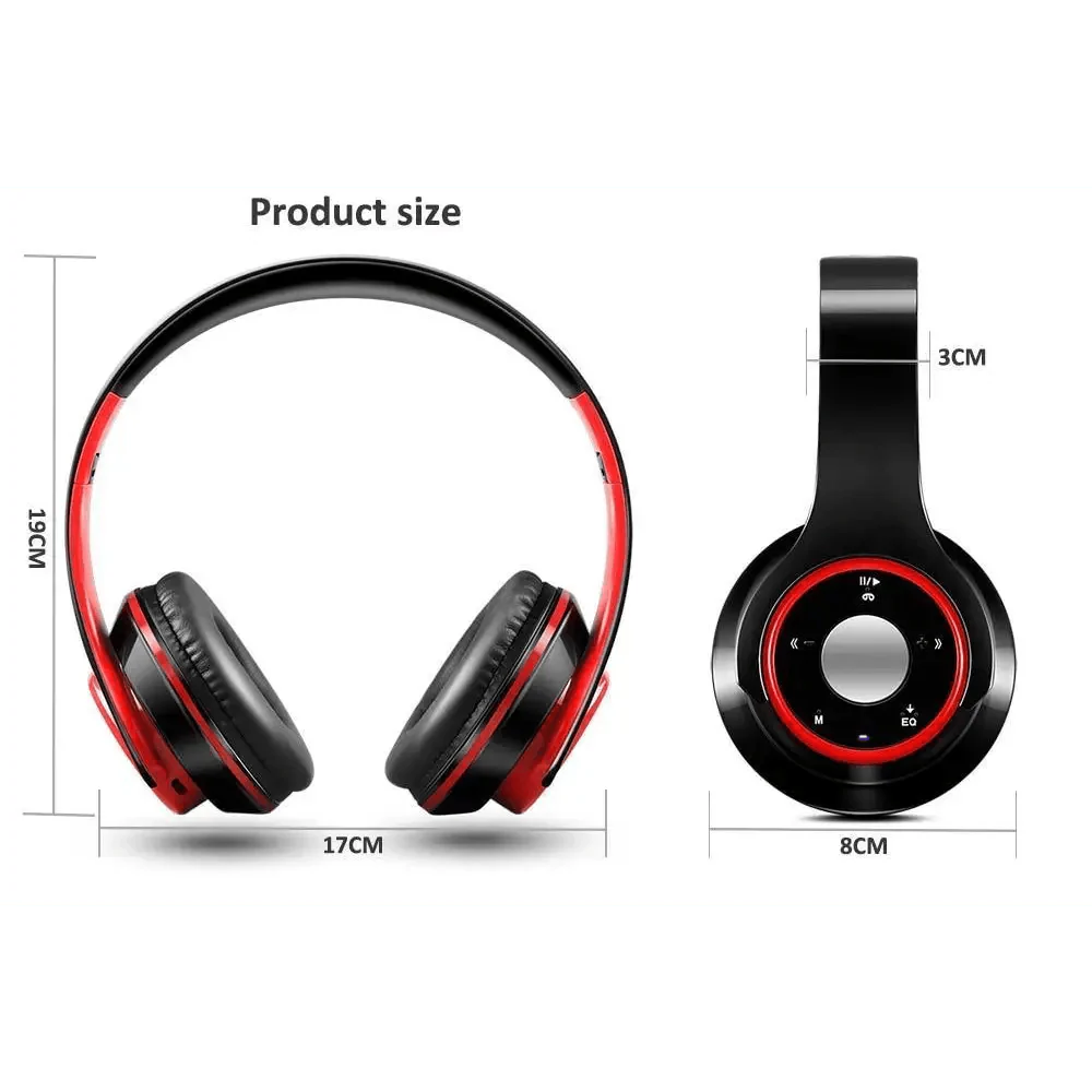 Wireless Headset Bluetooth Earphones and Headphone Foldable Adjustment Bluetooth Wired Headphones TF Card MP3 FM Radios For Online Class Business Trip Travel Video Conference Stevvex