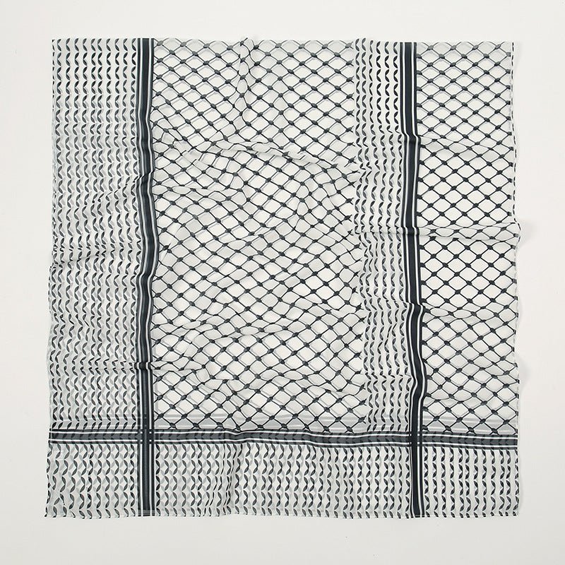 Trendy Women's Chiffon Keffiyeh Scarf with Print – Perfect for Summer, Travel & Islamic Modest Fashion(MH110)
