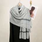 Trendy Women's Chiffon Keffiyeh Scarf with Print – Perfect for Summer, Travel & Islamic Modest Fashion(MH110)