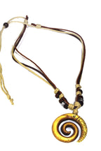 Tribal Spiral Boho Necklace Adjustable Leather Cord