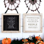 Double-Sided Halloween To Thanksgiving Reversible Porch Sign 2-in-1 Fall Decor BandsCo Straps