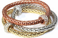 Triple Rope Charm Bracelet Set With Rhinestone Beads