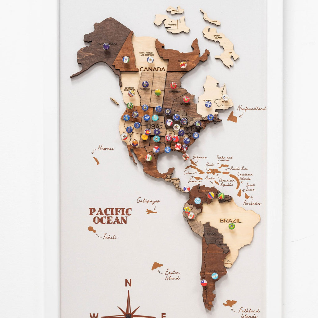 3D Wooden Triptych World Map Multicolor Enjoy The Wood