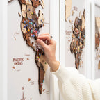 3D Wooden Triptych World Map Multicolor Enjoy The Wood
