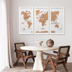 Cork world map triptych - Black - SJB-DIAMOND ELITES