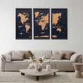 Cork world map triptych - White - SJB-DIAMOND ELITES