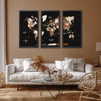 3D Wooden Triptych World Map Multicolor Enjoy The Wood