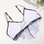 Tropical Bikini  Bottom Padded Ruffled Top Push Up Bikini Swimsuit For Women Underwire Bikini Top Ruffle Padded Two Piece Bathing Suits Teen Girls Two Piece Swimsuit Women Cross Back Bathing Suit Swimwear Stevvex