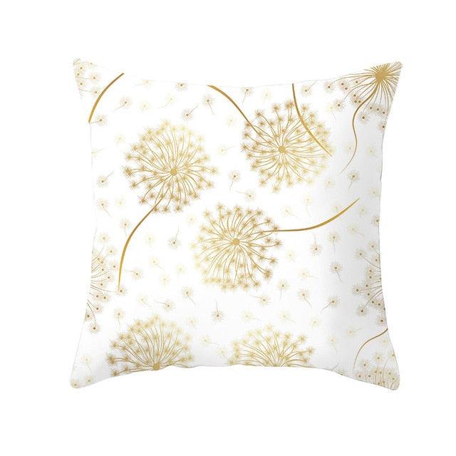 Tropical Leaf Flower Green Yellow Pillowcase Decorative Throw Pillow Case Cushion Cover Gold Stamping Leaves Polyester Cushion Cover Throw Pillow Decorative Cushions Home Decor Pillow Covers Stevvex