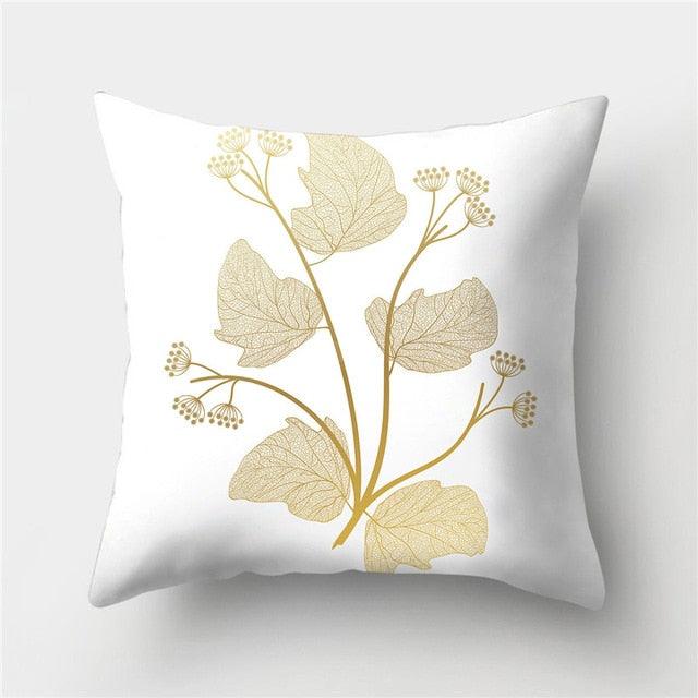 Tropical Leaf Flower Green Yellow Pillowcase Decorative Throw Pillow Case Cushion Cover Gold Stamping Leaves Polyester Cushion Cover Throw Pillow Decorative Cushions Home Decor Pillow Covers Stevvex