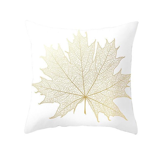 Tropical Leaf Flower Green Yellow Pillowcase Decorative Throw Pillow Case Cushion Cover Gold Stamping Leaves Polyester Cushion Cover Throw Pillow Decorative Cushions Home Decor Pillow Covers Stevvex