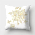 Tropical Leaf Flower Green Yellow Pillowcase Decorative Throw Pillow Case Cushion Cover Gold Stamping Leaves Polyester Cushion Cover Throw Pillow Decorative Cushions Home Decor Pillow Covers Stevvex