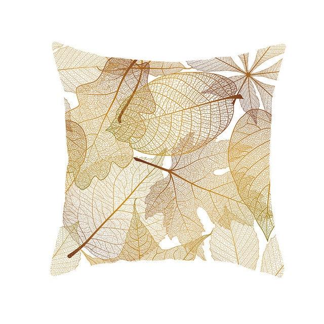 Tropical Leaf Flower Green Yellow Pillowcase Decorative Throw Pillow Case Cushion Cover Gold Stamping Leaves Polyester Cushion Cover Throw Pillow Decorative Cushions Home Decor Pillow Covers Stevvex