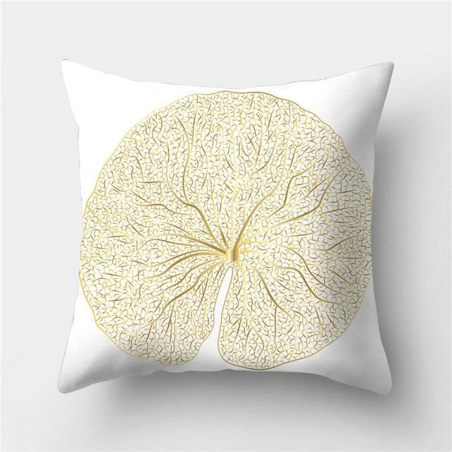 Tropical Leaf Flower Green Yellow Pillowcase Decorative Throw Pillow Case Cushion Cover Gold Stamping Leaves Polyester Cushion Cover Throw Pillow Decorative Cushions Home Decor Pillow Covers Stevvex