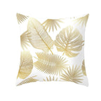 Tropical Leaf Flower Green Yellow Pillowcase Decorative Throw Pillow Case Cushion Cover Gold Stamping Leaves Polyester Cushion Cover Throw Pillow Decorative Cushions Home Decor Pillow Covers Stevvex