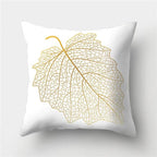 Tropical Leaf Flower Green Yellow Pillowcase Decorative Throw Pillow Case Cushion Cover Gold Stamping Leaves Polyester Cushion Cover Throw Pillow Decorative Cushions Home Decor Pillow Covers Stevvex