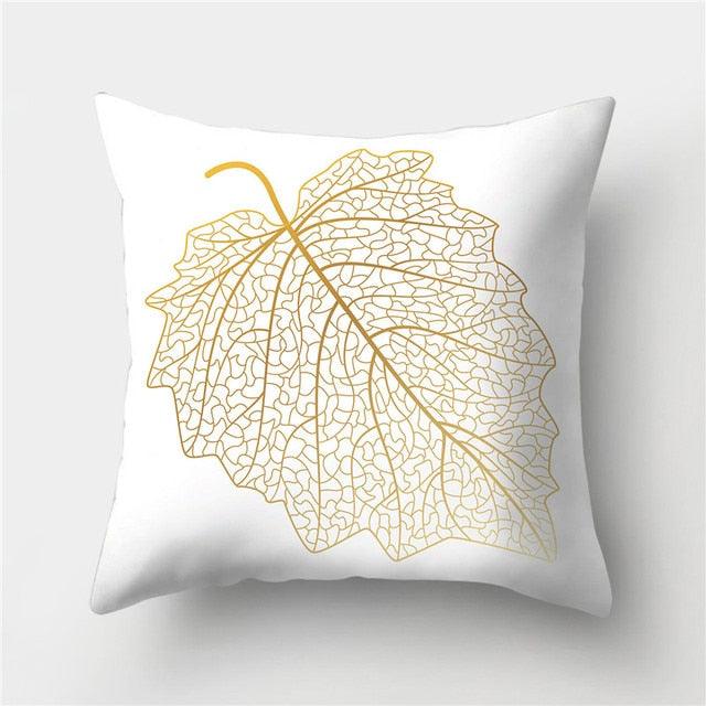 Tropical Leaf Flower Green Yellow Pillowcase Decorative Throw Pillow Case Cushion Cover Gold Stamping Leaves Polyester Cushion Cover Throw Pillow Decorative Cushions Home Decor Pillow Covers Stevvex