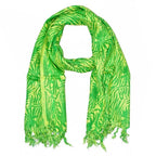 Tropical Plant Print Cotton Tassel Scarf Lightweight Beach