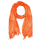 Tropical Plant Print Cotton Tassel Scarf Lightweight Beach
