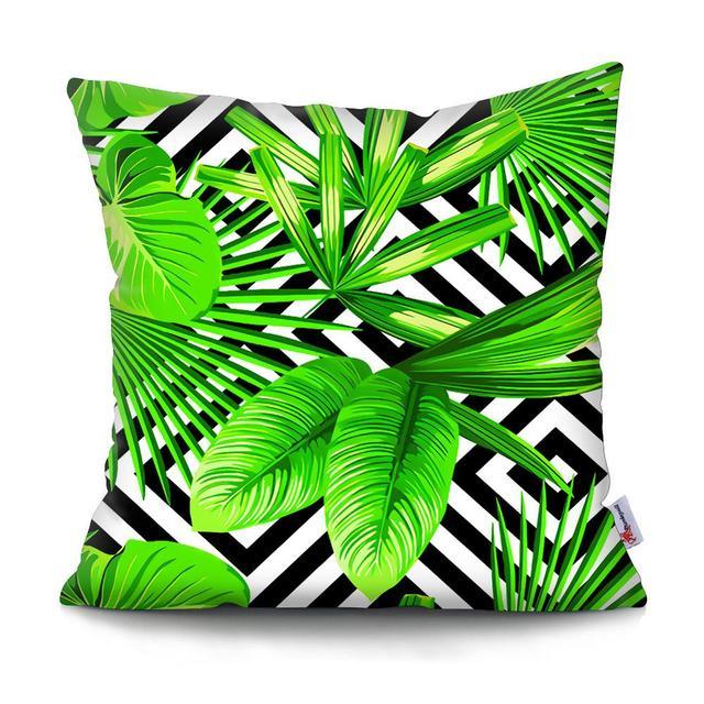 Tropical Plants Palm Leaf Pillow Cover Green Leaves Cushion Covers Flower Decorative Pillow Sofa Decorative Throw Pillow Covers Tropical Green Leaves Floor Pillow Cover for Couch Cushion Cover Plant Monstera Leaf 45x45cm Stevvex