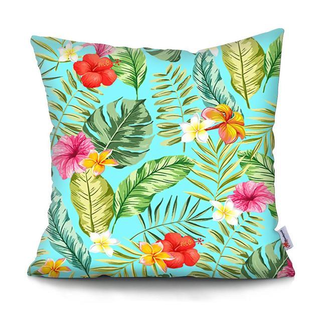 Tropical Plants Palm Leaf Pillow Cover Green Leaves Cushion Covers Flower Decorative Pillow Sofa Decorative Throw Pillow Covers Tropical Green Leaves Floor Pillow Cover for Couch Cushion Cover Plant Monstera Leaf 45x45cm Stevvex