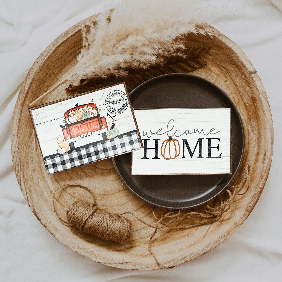 Welcome Home Wooden Seasonal Sign 6x4 Rustic Door Wall Decor BandsCo Straps