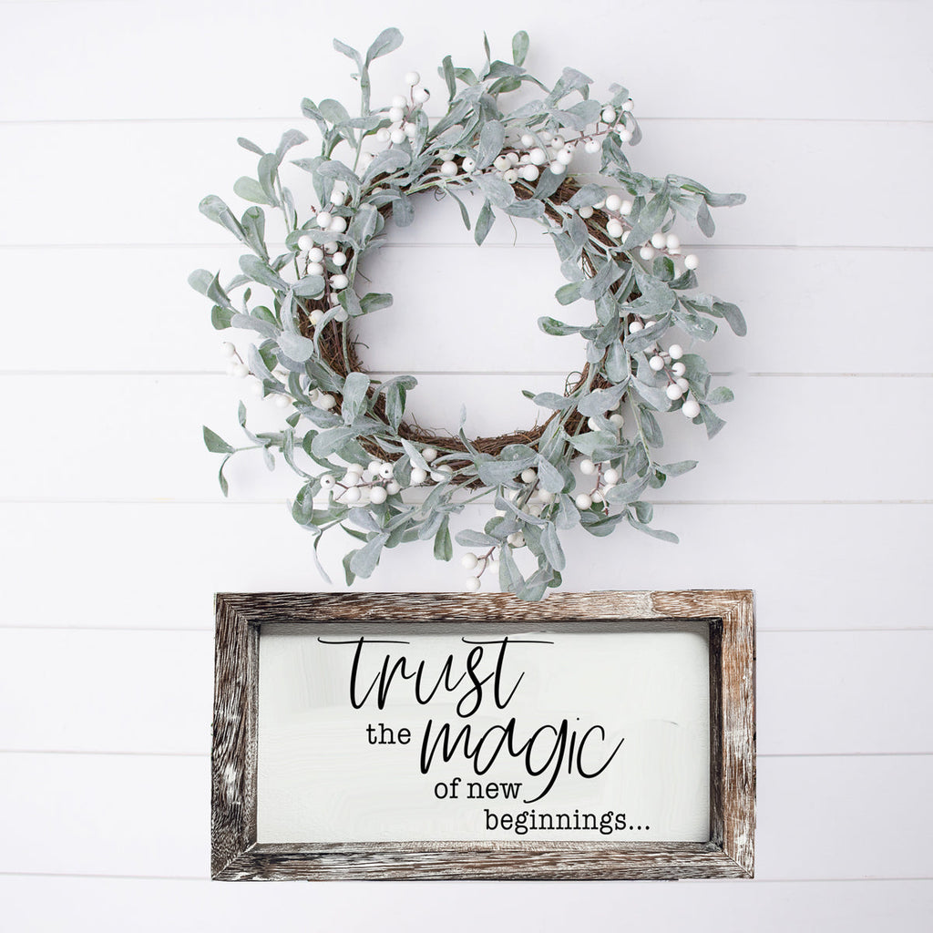 Rustic Wooden Magic Of New Beginnings Inspirational Sign Home Decor Gift BandsCo Straps