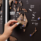 Triptych Wooden World Map (Dark Walnut)