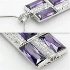 TS026 - Rhodium 925 Sterling Silver Chain Pendant with AAA Grade CZ