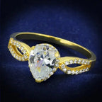 TS248 Gold Sterling Silver Ring – AAA Clear CZ Solitaire