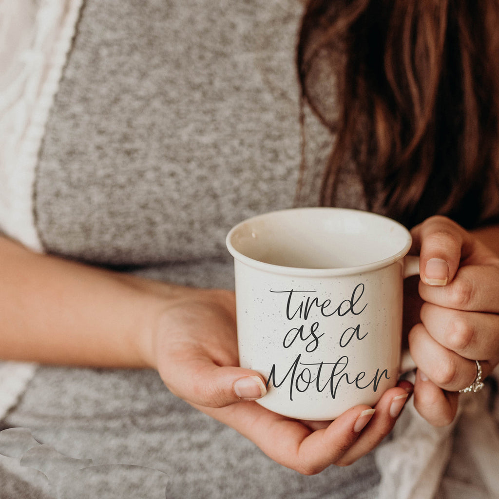 Tired As A Mother Coffee Mug 14.5oz Ceramic Funny Mom Gift BandsCo Straps