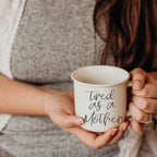 Tired As A Mother Coffee Mug 14.5oz Ceramic Funny Mom Gift BandsCo Straps